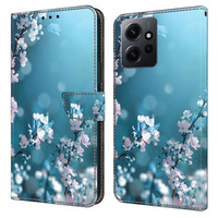 Klapkové puzdro pre Xiaomi Redmi Note 12 4G, Wallet, cherry blossom, modré