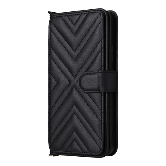 Puzdro s chlopňou pre Oppo Reno 13F 5G, Crossbody Leather Wallet, čierne