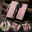 CASEME puzdro pre Samsung Galaxy A56 5G, Retro Leather Wallet, s remienkom, ružové