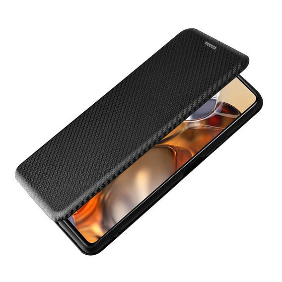 Klapkové puzdro pre Xiaomi 11T / 11T Pro, Carbon Fiber Folio Flip, čierne