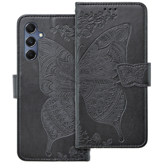 Klapkové puzdro pre Samsung Galaxy M34 5G, Butterfly, čierne