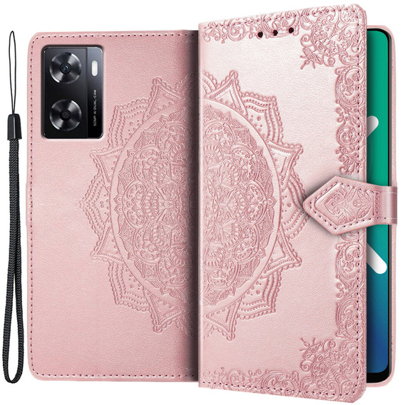 Klapkové puzdro pre Oppo A57s, Mandala, ružové rose gold