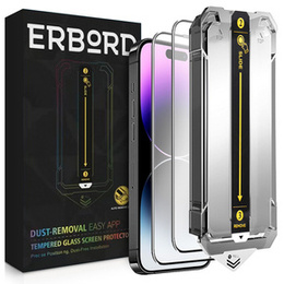 2x tvrdené sklo pre iPhone 14 Pro, ERBORD Easy App Full Screen Protector