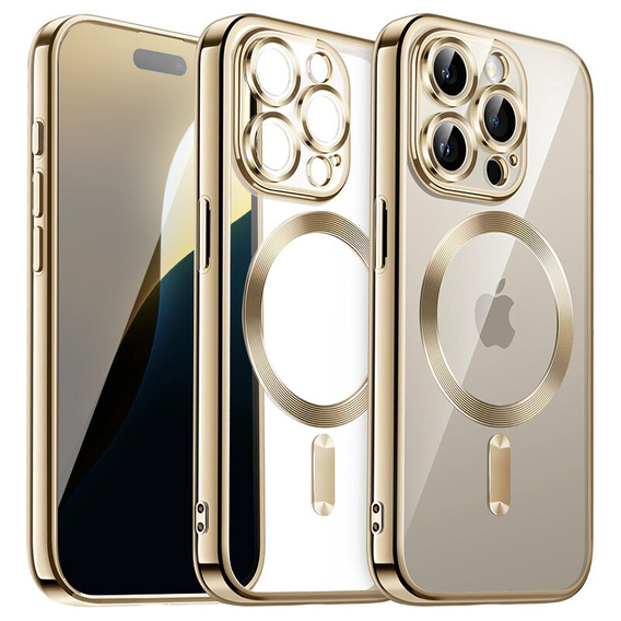 Puzdro pre iPhone 11 Pro Max, Electro MagSafe, zlaté + sklo na displej