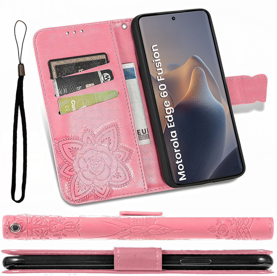 Klapkové puzdro pre Motorola Edge 60 / 60 Fusion, Butterfly, ružové rose gold