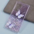 Puzdro pre Samsung Galaxy S24 Ultra, Glitter Butterfly, fialové