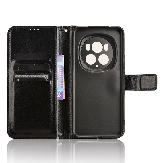 Klapkové puzdro pre Honor Magic 6 Pro 5G, Crazy Horse Wallet, čierne