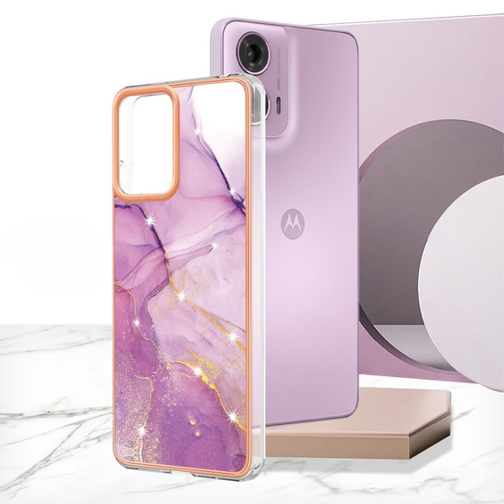 Ochranné puzdro pre Motorola Moto G24 / G24 Power / G04, Marble Slim Case, fialové