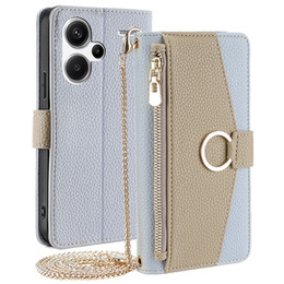 Flipové puzdro pre Xiaomi Redmi Note 13 Pro+, Wallet Zipper Pocket, so zrkadlom, modré