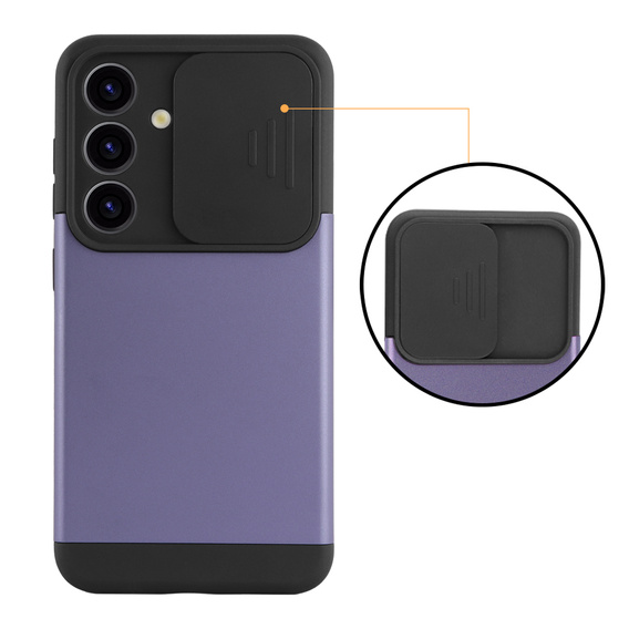 Obal na mobil pre Samsung Galaxy S24, ERBORD CamProtect Slide Camera, fialové