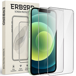 2x tvrdené sklo pre iPhone 12 Mini, ERBORD 9H Hard Glass na displeji