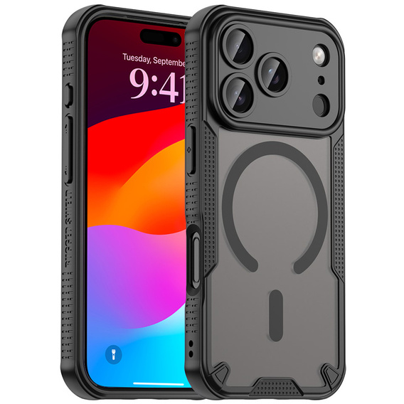 Puzdro pre iPhone 17 Pro, pre MagSafe, pancierované, čierne