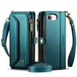 Puzdro CASEME pre iPhone16e, RFID Leather Wallet, s popruhom cez rameno, zelený