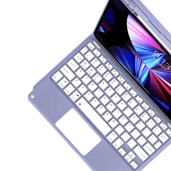 Puzdro + klávesnica iPad 10.2 2021 / 2020 / 2019 / Air 10.5 2019, Leather Pen Slot TouchPad, fialové