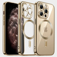 Puzdro pre iPhone 11 Pro, Electro MagSafe, zlaté + sklo na displej