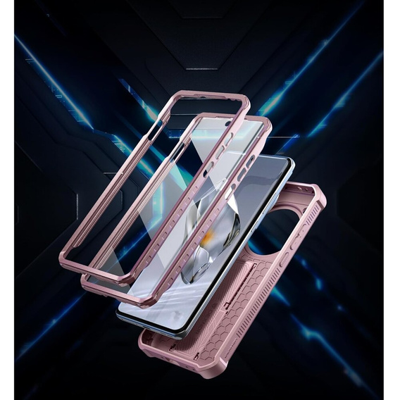 Obrnené puzdro pre OnePlus 12, Dexnor Full Body (Two Frames), ružové