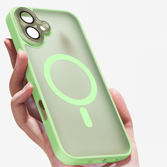 Puzdro pre iPhone 16 Plus, pre MagSafe, ERBORD Matt Case, svetlozelené + sklo na displej