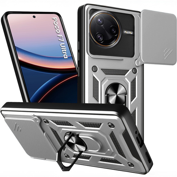 Obal na mobil pre Xiaomi Poco F7 Ultra, CamShield Slide, strieborné
