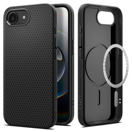 Puzdro Spigen pre iPhone 16E, Liquid Air, čierne + tvrdené sklo 9H