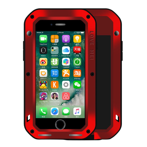 Love Mei Obal na mobil pre iPhone 8 Plus/7 Plus, armored with glass, červené