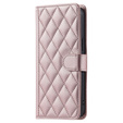 Puzdro s chlopňou pre Samsung Galaxy S25 FE, Rhombus Crossbody Leather, ružové rose gold