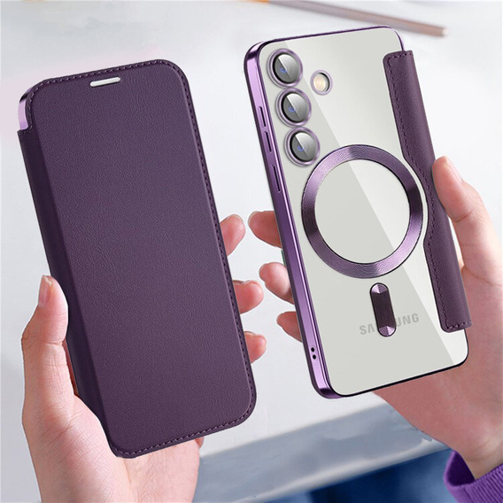 Klapkové puzdro pre Samsung Galaxy S24+ Plus, RFID Wallet MagSafe CamShield, fialové