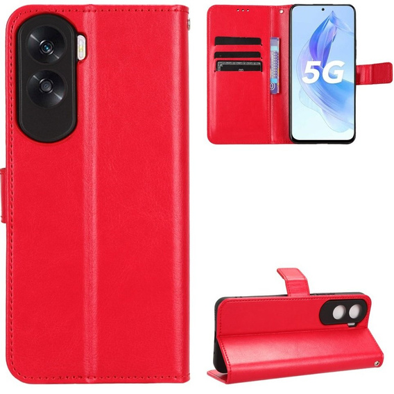 Klapkové puzdro pre Honor 90 Lite 5G, Crazy Horse Wallet, červené