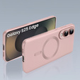 Puzdro pre Samsung Galaxy S25 Edge, ColorMag, pre MagSafe, ružové + tvrdené sklo 9H