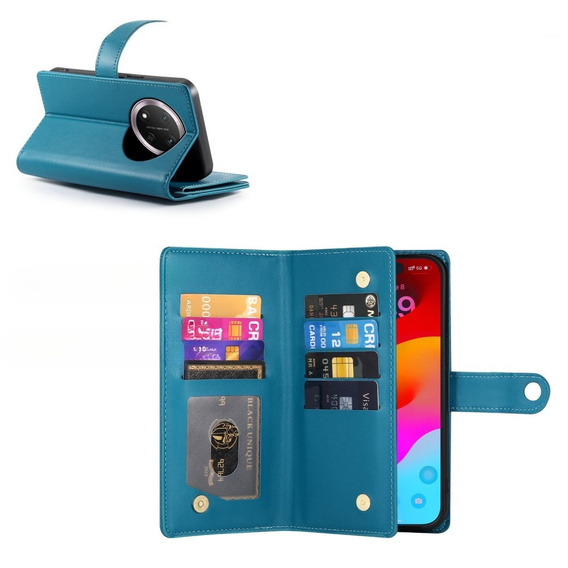 Klapkové puzdro pre Honor Magic 7 Lite, Wallet Zipper Pocket, modré