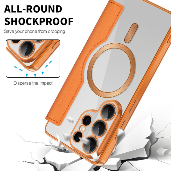 RFID peňaženka MagSafe flipové puzdro s ochranou fotoaparátu pre Samsung Galaxy S26 Ultra