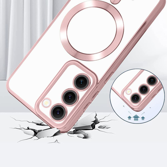 Puzdro pre Samsung Galaxy S23, Electro MagSafe, ružové rose gold + sklo na displej