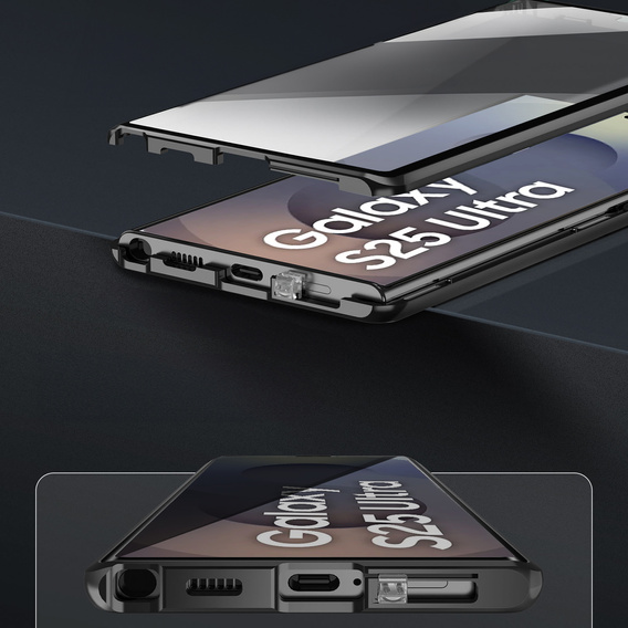Magnetické puzdro Dual Glass MagSafe pre Samsung Galaxy S25 Ultra, čierne