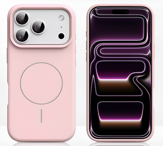 Silikónové puzdro pre iPhone 17 Pro Max, pre MagSafe, proti nárazom, ružové