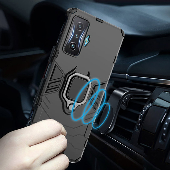 Obal na mobil pre Xiaomi POCO F4 GT, Kickstand Ring, čierne