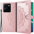 Klapkové puzdro pre Vivo Y35 4G, Mandala, ružové rose gold