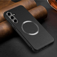 Obal na mobil pre Samsung Galaxy S24 FE, Leather Hybrid MagSafe, čierne