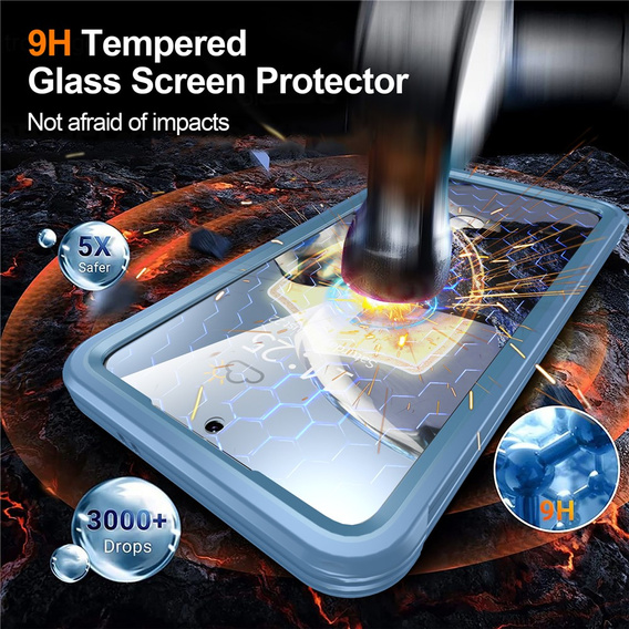 Puzdro pre Samsung Galaxy S25 FE, Shockproof, so sklom, pre MagSafe, modré