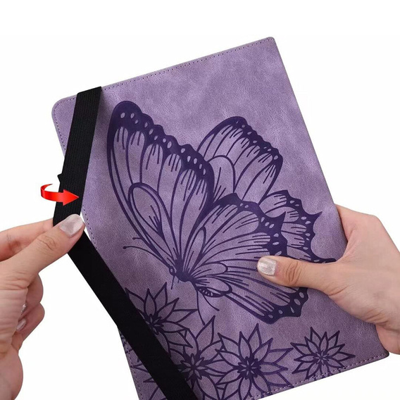 Obal na mobil pre Lenovo Tab M9, Wallet Pen Slot, butterflies, hnedé