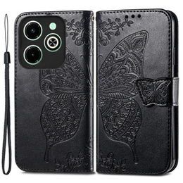 Klapkové puzdro pre Infinix Hot 40i, Butterfly, čierne