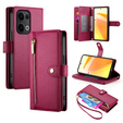 Klapkové puzdro pre Oppo Reno 13 Pro 5G, Wallet Zipper Pocket, červené