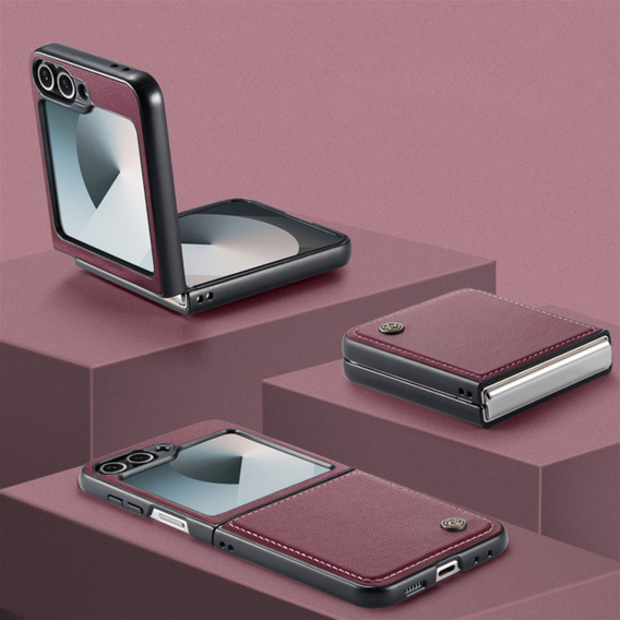 Puzdro pre Samsung Galaxy Z Flip7 FE / Z Flip6, CASEME Litchi Leather, červené