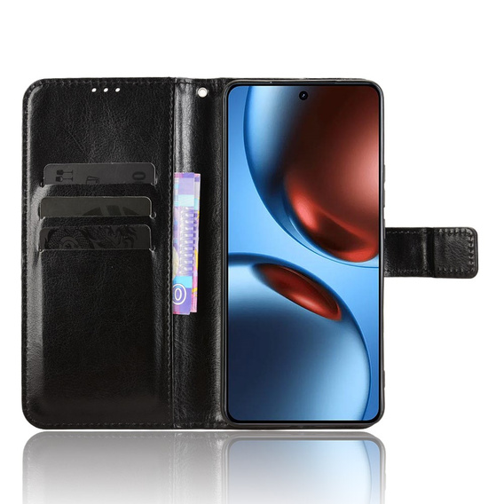 Klapkové puzdro pre Realme GT 7 / 7T, Crazy Horse Wallet, čierne