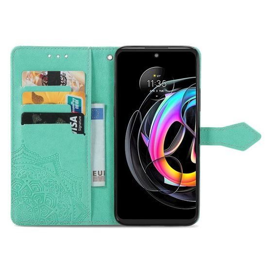 Klapkové puzdro pre Motorola Edge 20 Lite, Mandala, zelený