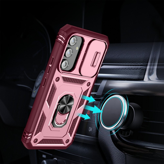 Obal na mobil pre Samsung Galaxy A54 5G, CamShield Slide, ružové / bordó