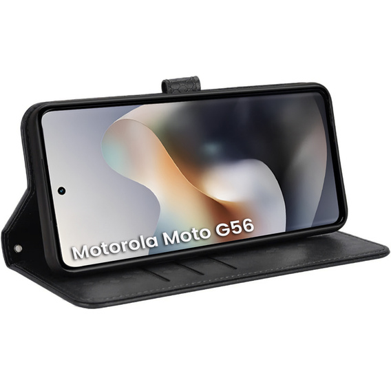 Flipové puzdro pre Motorola Moto G56 5G, Wallet Rhombus, čierne