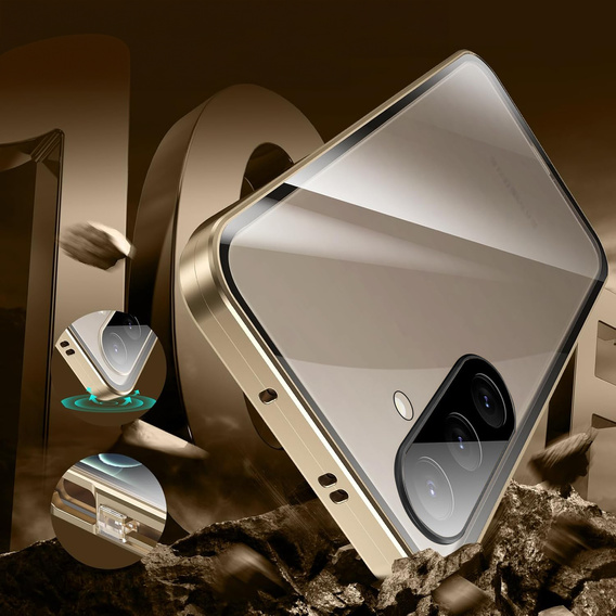 Puzdro pre Samsung Galaxy A26, Magnetic Dual Glass, zlaté