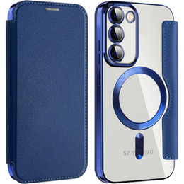 Klapkové puzdro pre Samsung Galaxy S23, Wallet, MagSafe, tmavomodré