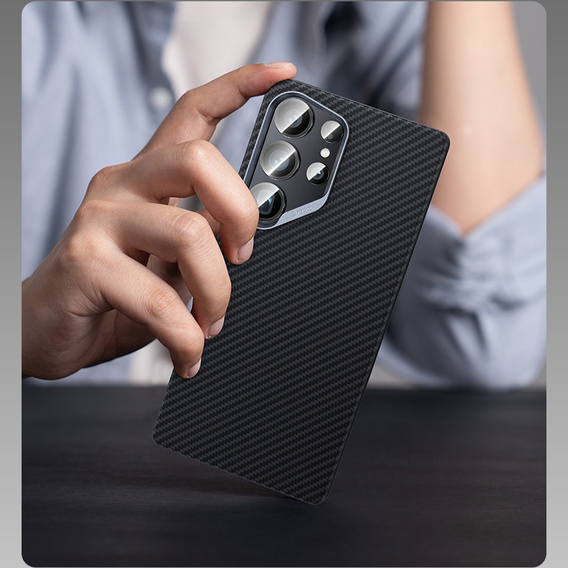 Puzdro BENKS Kevlar pre Samsung Galaxy S25 Ultra, pre MagSafe, Carbon Fiber, čierne