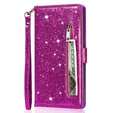 Klapkové puzdro pre Samsung Galaxy A35 5G, Wallet Zipper Pocket Glittery, fialové