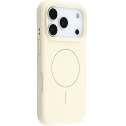 Silikónové puzdro pre iPhone 17 Pro, pre MagSafe, proti nárazom, béžové